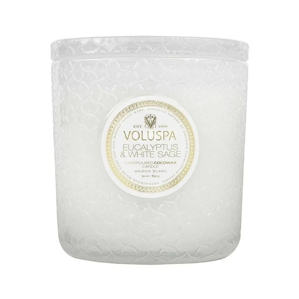 Voluspa Eucalyptus & White Sage Luxe Candle in Green 30oz New